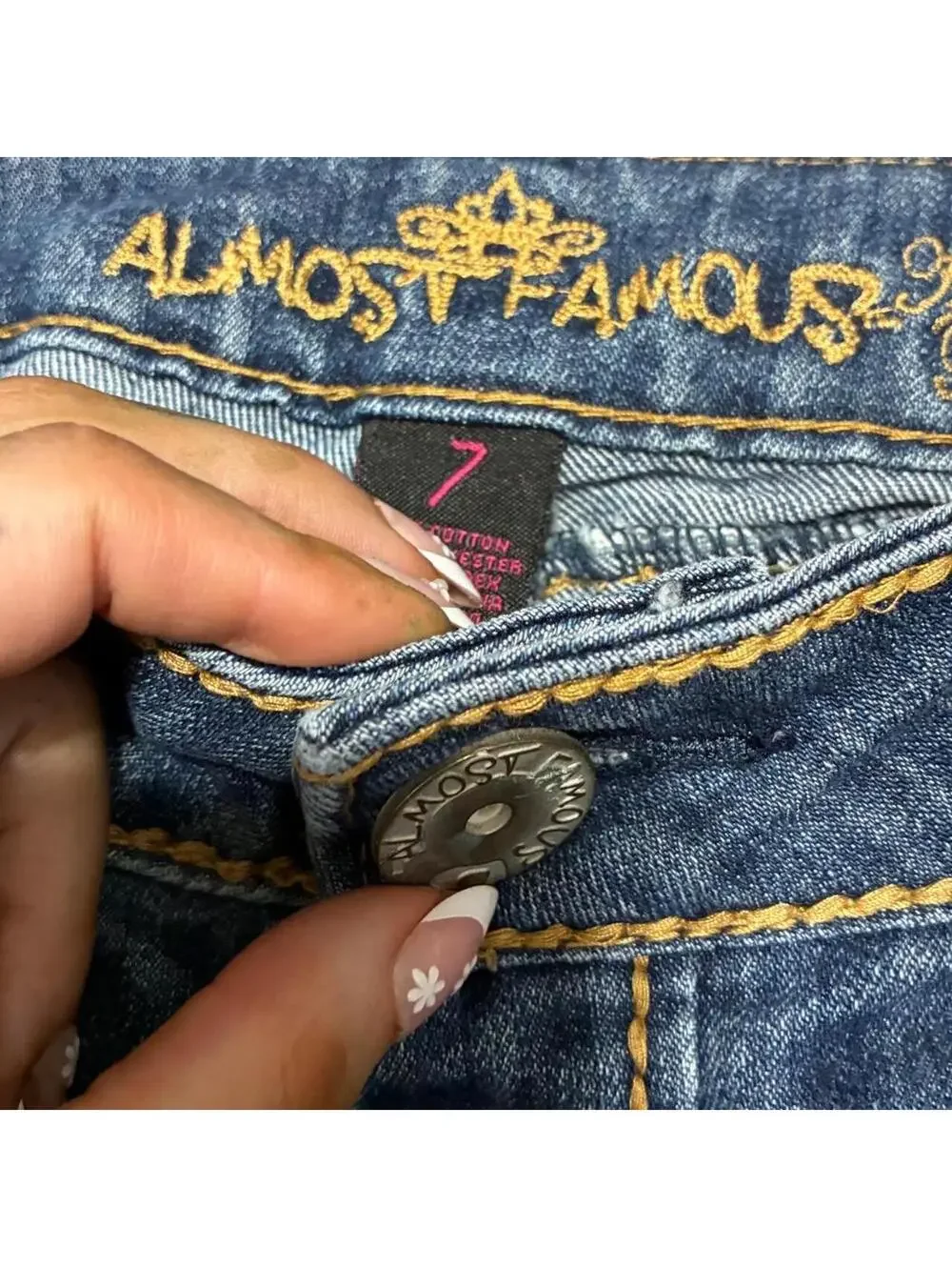 Almost Famous Y2K Studded Distressed Bootcut Jeans Size 7